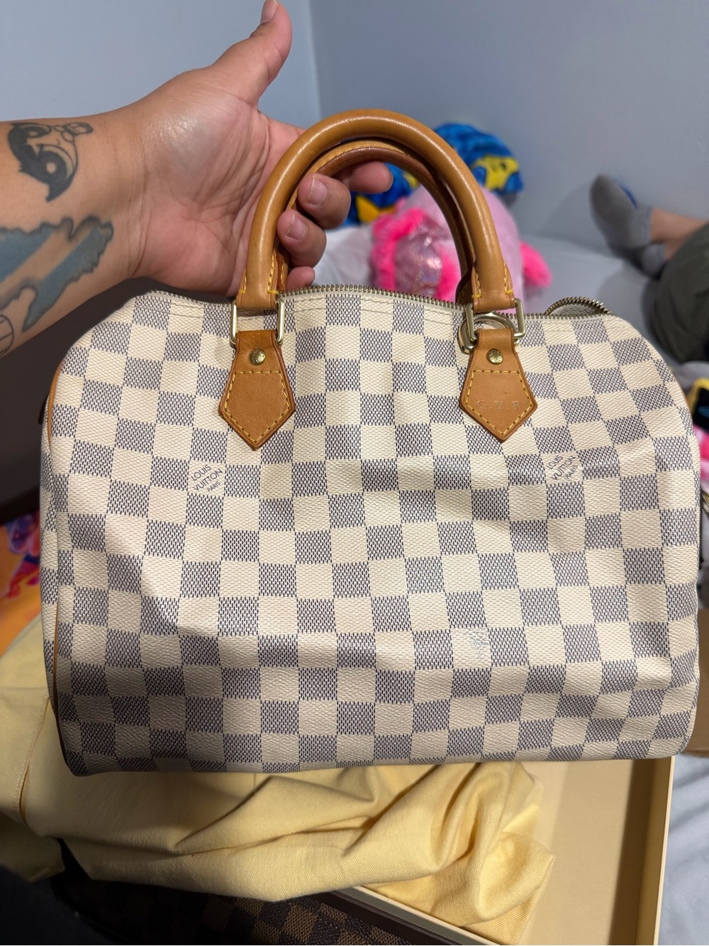 LOUIS VUITTON DAMIER AZUR SPEEDY 30 - AUTHENTIC W/COA BOX AND DUSTY. Giftable